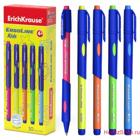 Ручка шариковая 0.7мм масляная ''ERGOLINE KIDS'' синяя с рез гриппом