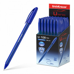 Ручка шариковая 1.0 мм "U-108" синяя, корпус трехгранный, ERICH KRAUSE