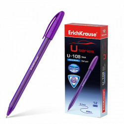 Ручка шариковая 1.0 мм "U-108" фиолетовая, корпус трехгранный, ERICH KRAUSE
