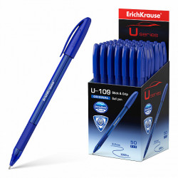 Ручка шариковая 1.0 мм "U-109" синяя, корпус трехгранный с рез гриппом, ERICH KRAUSE