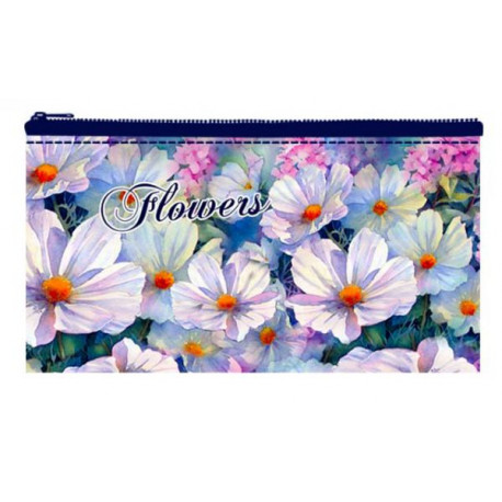 Пенал-кошелёк 195*105 ПМП 2-20 Акварельные цветы, ткань с подкладкой