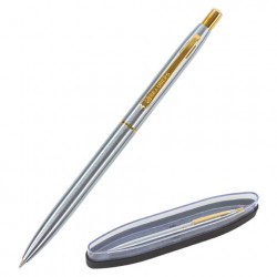 Ручка шариковая 0.5 мм синяя, корпус серебро, в футляре 143463