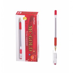 Ручка шариковая 0.5 мм масляная "MC GOLD" красная с рез гриппом