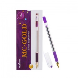 Ручка шариковая 0.5 мм масляная "MC GOLD" фиолетовая с рез гриппом
