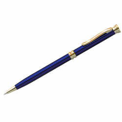 Ручка шариковая 0.7 мм синяя, корпус синий, поворотная в футляре 70112