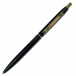 Ручка шариковая 1.0 мм синяя, корпус металлический чёрный/золото 1116