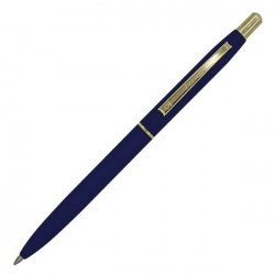 Ручка шариковая 1.0 мм синяя, корпус металлический синий/золото 1117