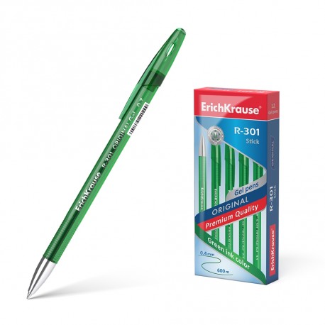 Ручка гелевая 0.5 мм "R-301 ORIGINAL GEL" зелёная, ERICH KRAUSE
