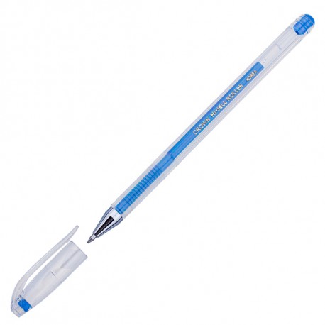 Ручка гелевая 0.5 мм CROWN голубая
