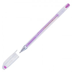 Ручка гелевая 0.7 мм CROWN розовая металлик