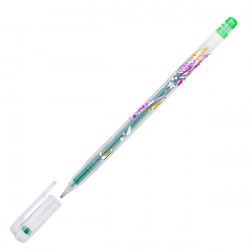 Ручка гелевая 1.0 мм CROWN светло-зелёная с блёстками
