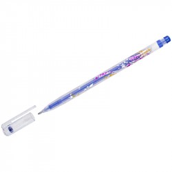 Ручка гелевая 1.0 мм CROWN синяя с блёстками