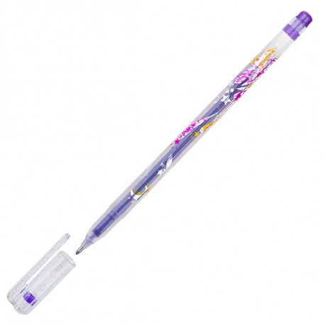 Ручка гелевая 1.0 мм CROWN фиолетовая с блёстками