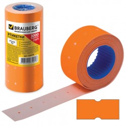 Этикет-лента 21*12 мм прямоугольная, оранжевая, рулон 600 шт