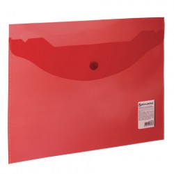 Папка-конверт с кнопкой А5 прозрачная красная 0.15 мкм