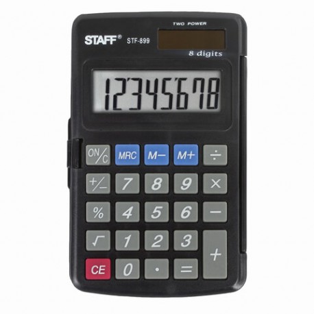 Калькулятор карманный STF-899, 8 разрядов, двойное питание, 117*74 мм
